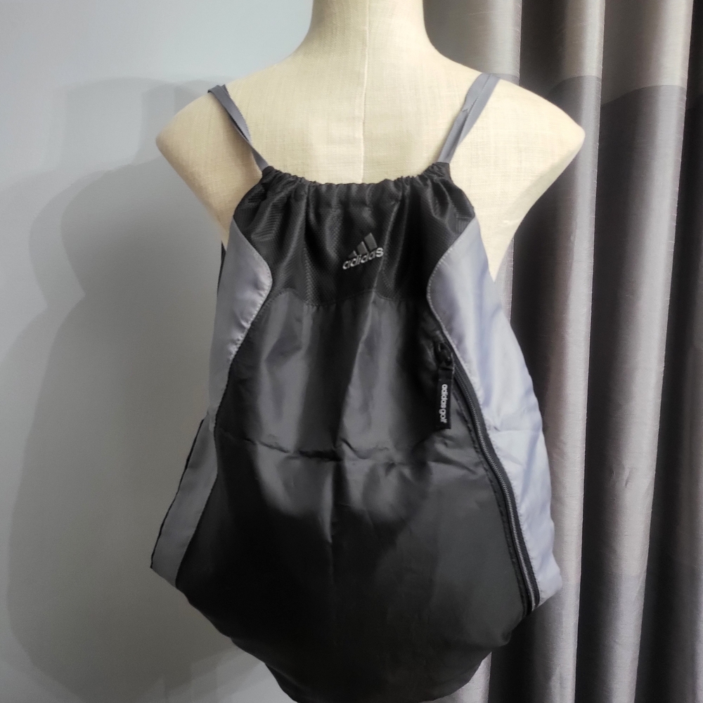 Adidas Black and Gray Drawstring Backpack